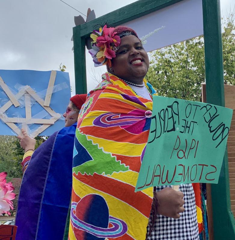 Student at Pride parade