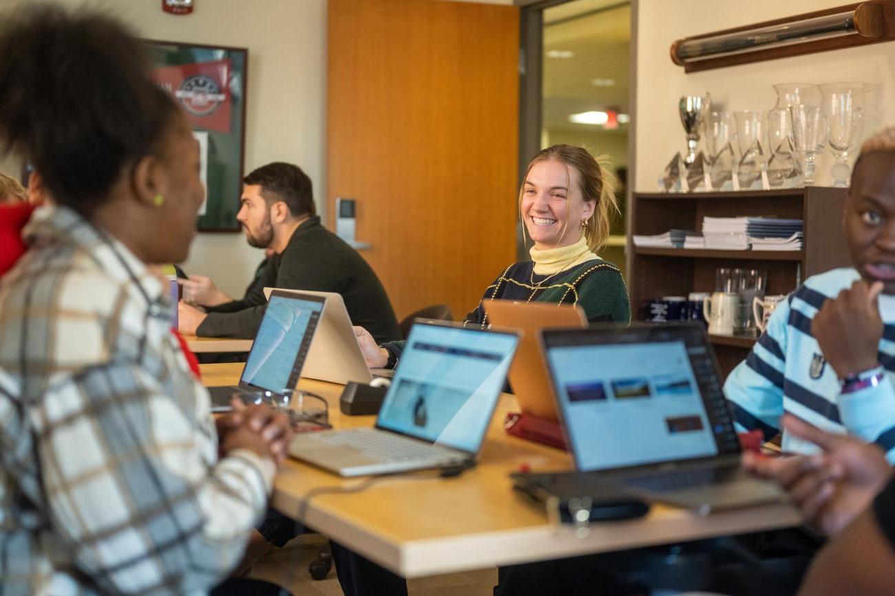 Students working with computers