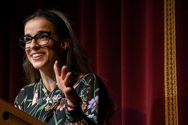 Victoria Arlen speaks at Celebrate Women event.